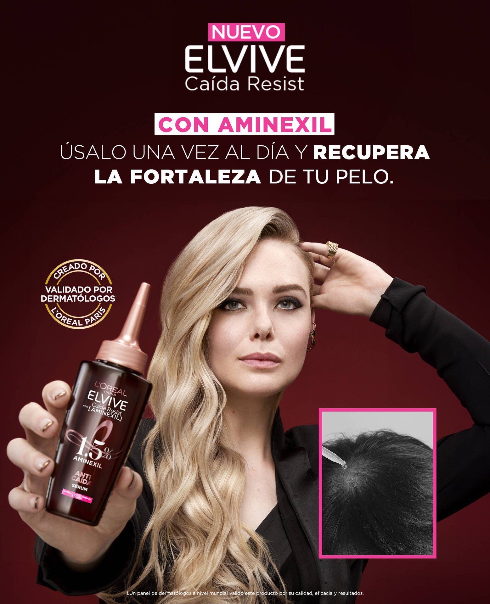 Nuevo Elvive Caída Resist con Aminexil. Úsalo una vez al día y recupera la fortaleza de tu pelo.